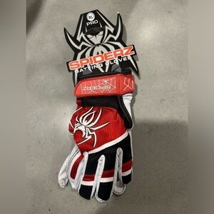 Spiderz Batting Gloves Pro Youth XL Red Black White Softball Baseball